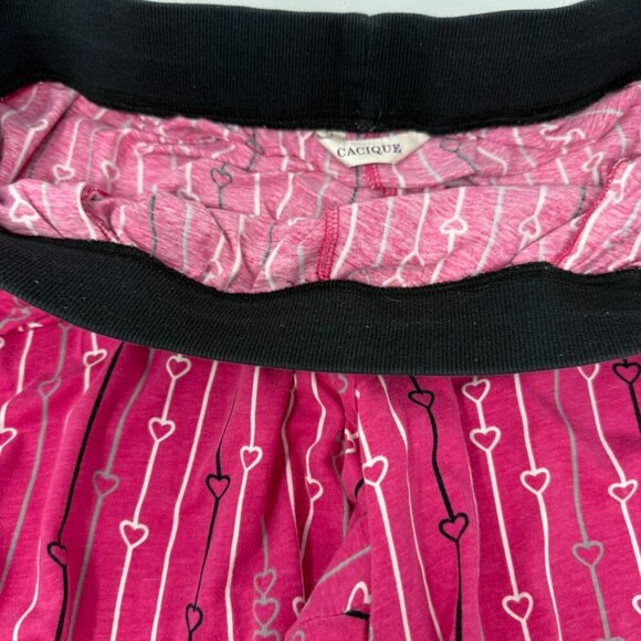 Cacique Pajama Set 3/4 Sleeve Top Matching Pants Sz 22/24 Striped Heart Pattern - Picture 11 of 14